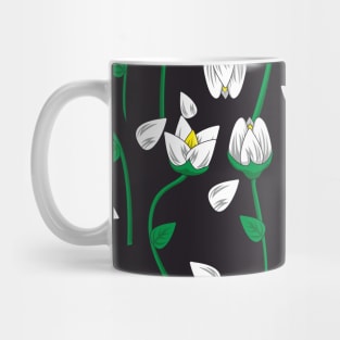 White flowers, leaves Mug